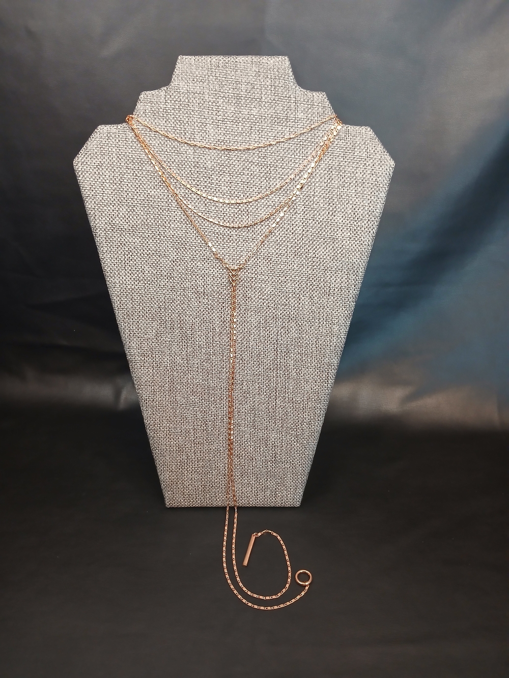 Layered Rose Gold Y-Lariat Necklace NWOT